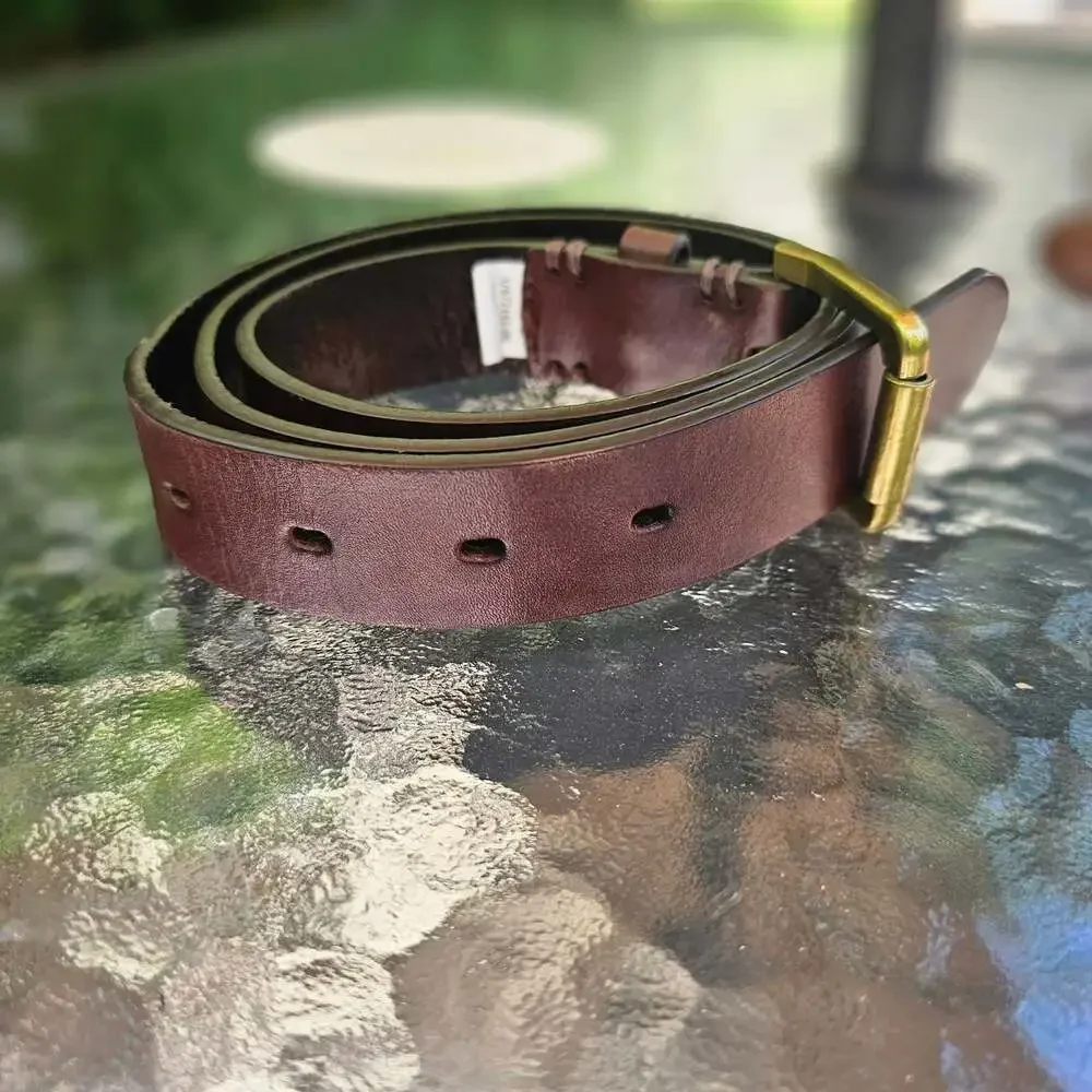 Banana Republic Brown Genuine Leather Belt Men's Size 34 Brass Buckle 34
